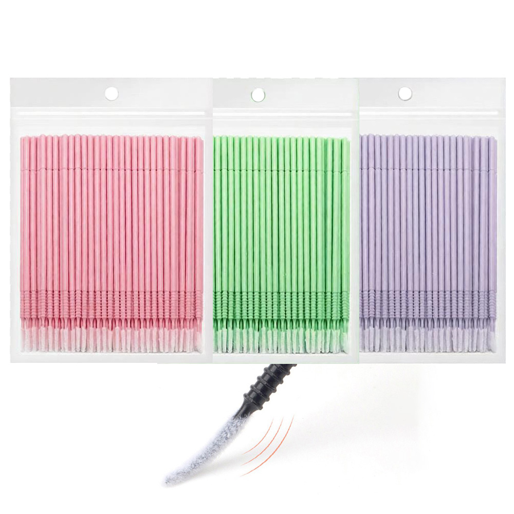 Eyelash Extension Vendor - 500 Stück Wimpernverlängerungs-Reinigungstupfer mit Langer/Kurzer Spitze,