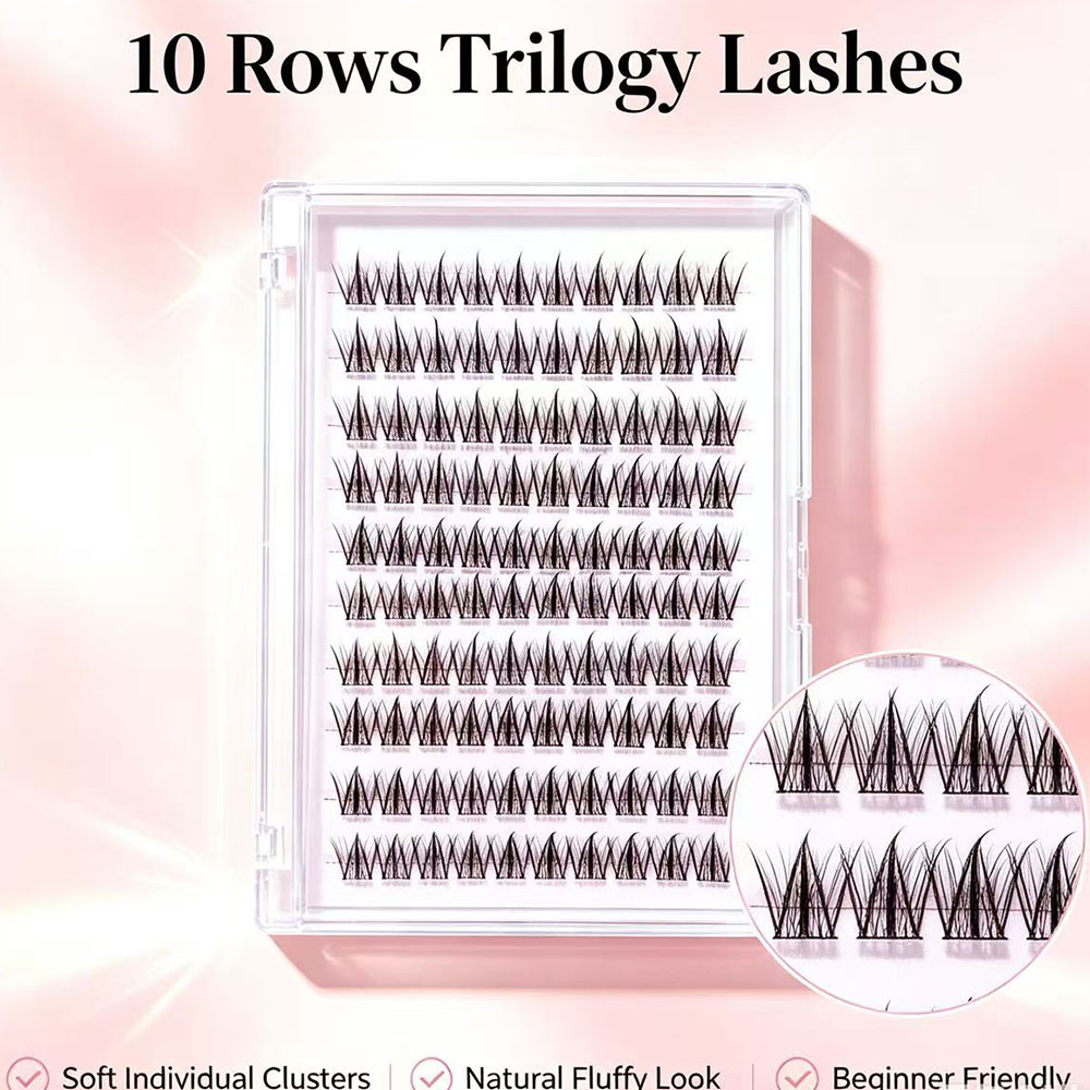 Eyelash Extension No 10 - Premium Selbstklebende Wispy Cluster Wimpern mit