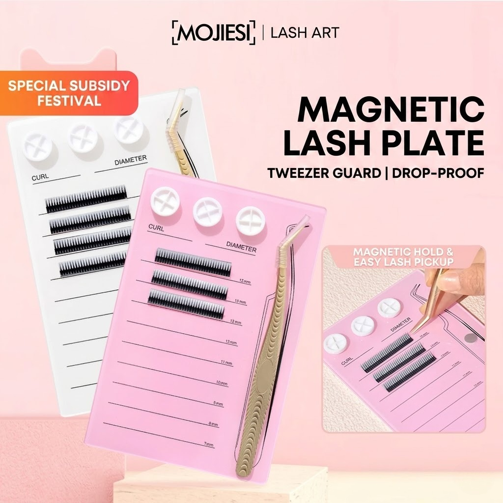 Lash Fan Volume - Magnetische Wimpernverlängerungs-Palette & Kleberhalter-Pad, Acryl-Wimpern-Organizer, Volumen-Fanning-Tray
